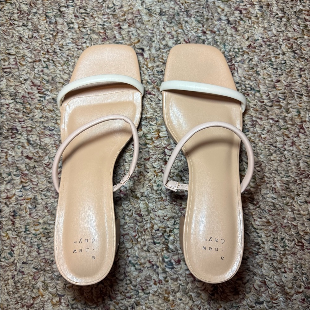 A New Day Women's Cream Strappy Sandals